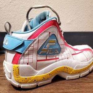 Fila Grant Hill 2 Women's Sz 9.5 Shoes White Pink Blue Mid Top Fashion